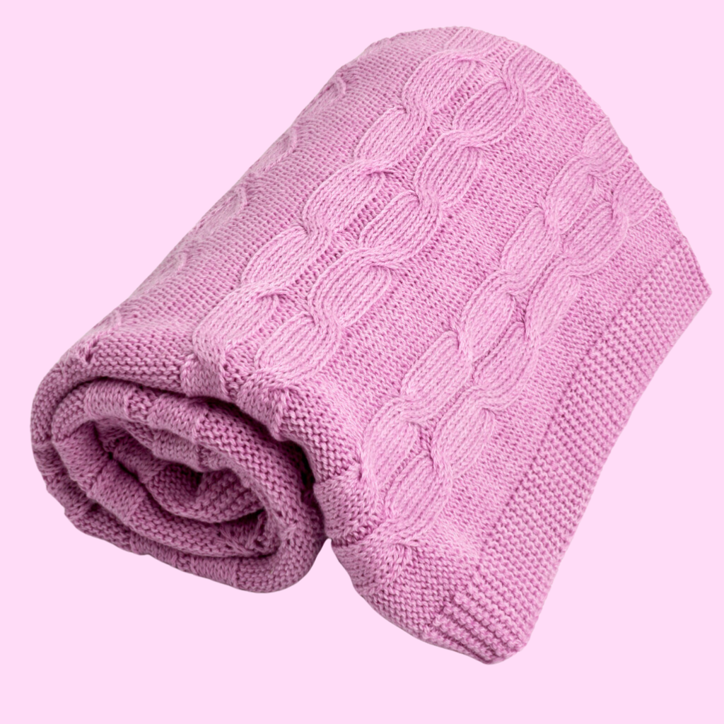 Organic Cotton and Merino Wool Cable Knit Baby Blanket