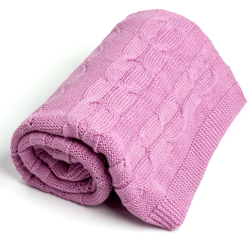 Organic Cotton and Merino Wool Cable Knit Baby Blanket