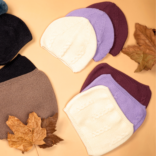 Merino Wool Hat & Scarf Sets different colors